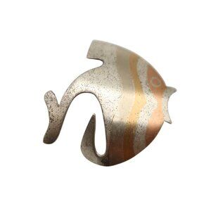 Vintage Mixed Metal Sting Ray Brooch Metales Casados Mexico Alpaca Silver Brass